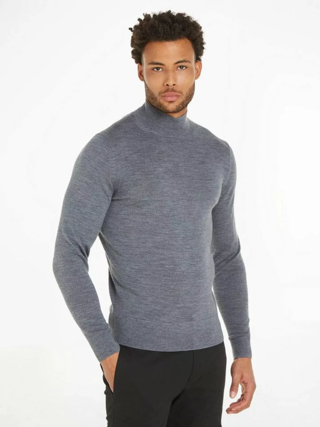 Calvin Klein Rollkragenpullover MERINO MOCK NECK SWEATER mit Markenlabel günstig online kaufen