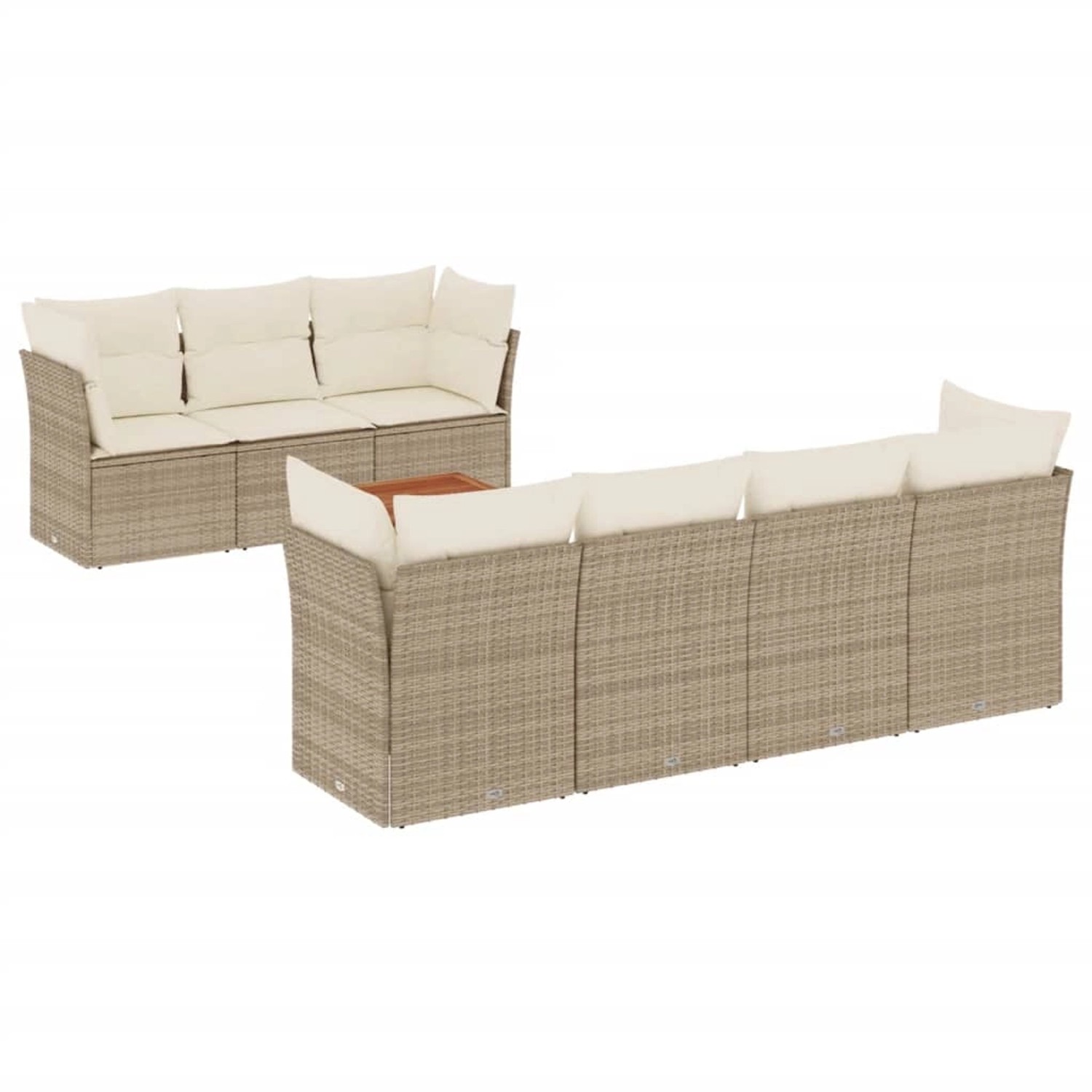 vidaXL 8-Tlg Garten-Sofagarnitur mit Kissen Beige Poly Rattan 3255834 günstig online kaufen