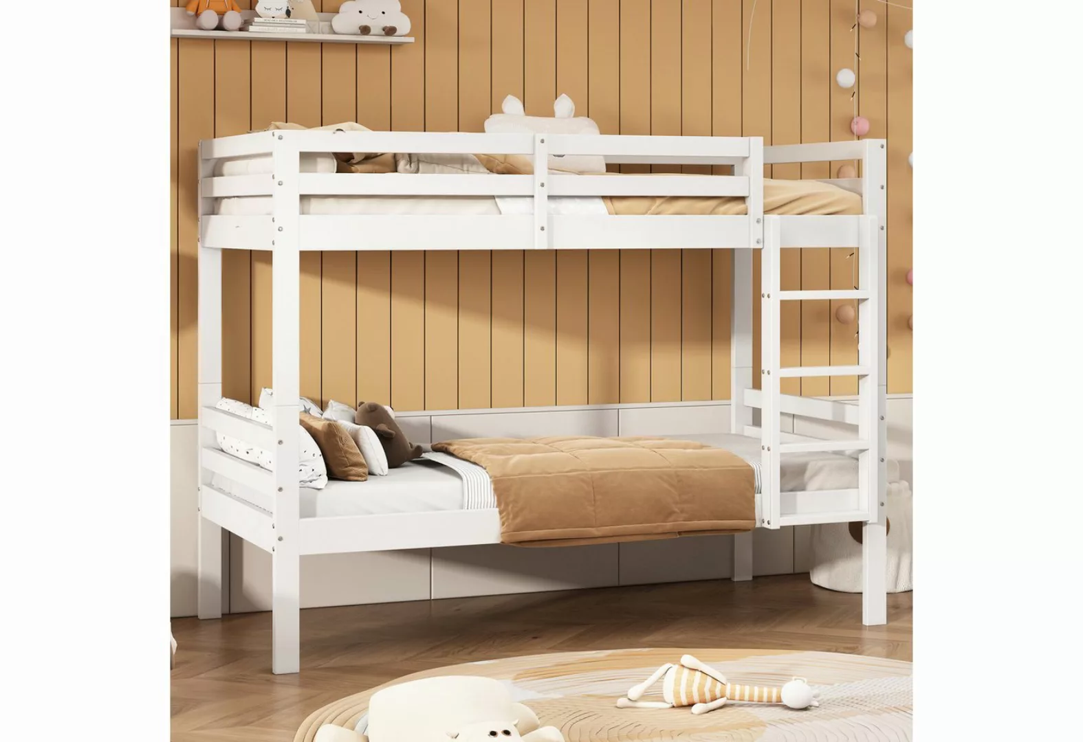 REDOM Etagenbett Holzbett (Kinderbett mit dreistufiger Winkelleiter und Abs günstig online kaufen