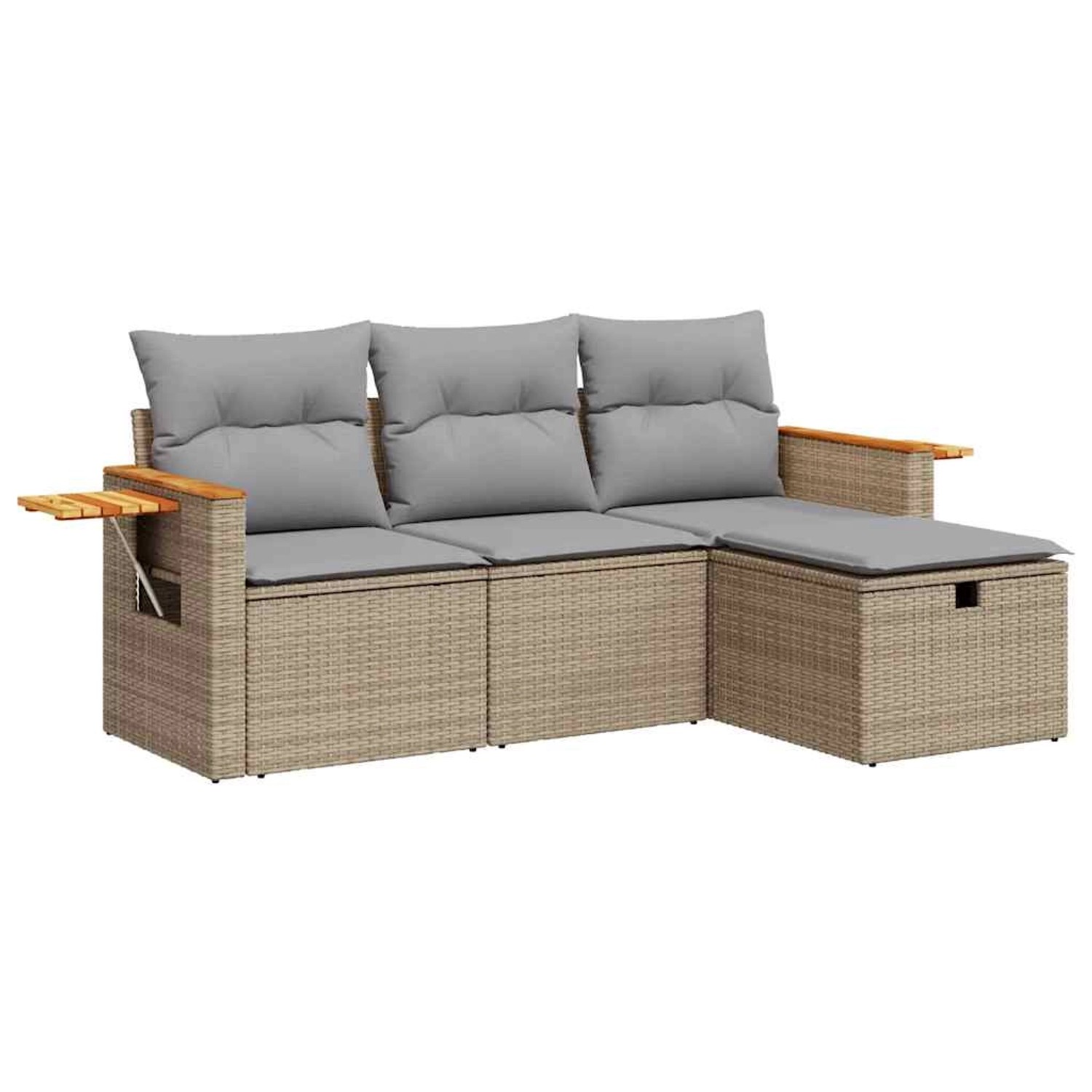 vidaXL 4-Tlg Garten-Sofagarnitur mit Kissen Beige Poly Rattan 3325951 günstig online kaufen