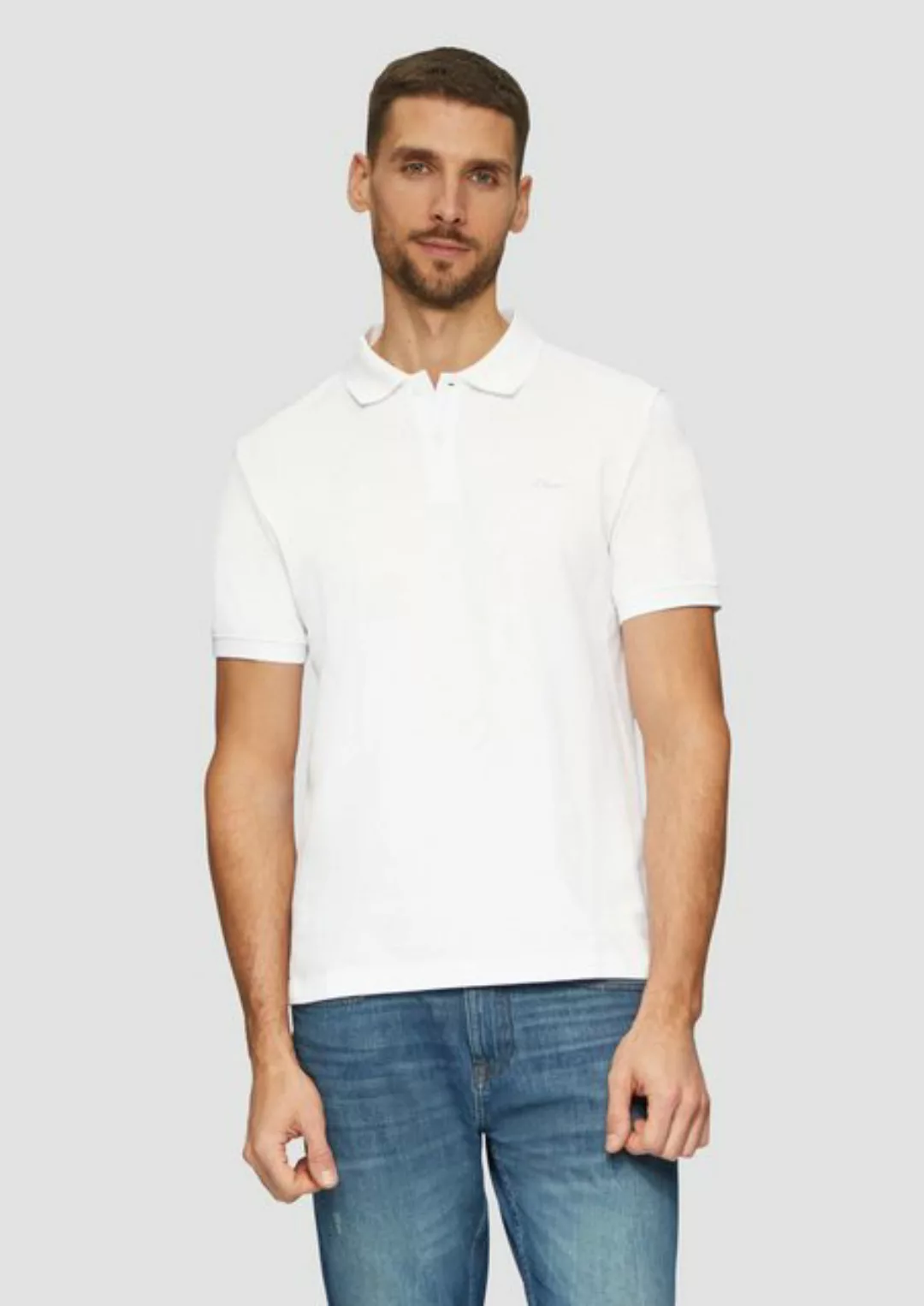 s.Oliver Kurzarmshirt Poloshirt aus Baumwollpiqué Logo günstig online kaufen