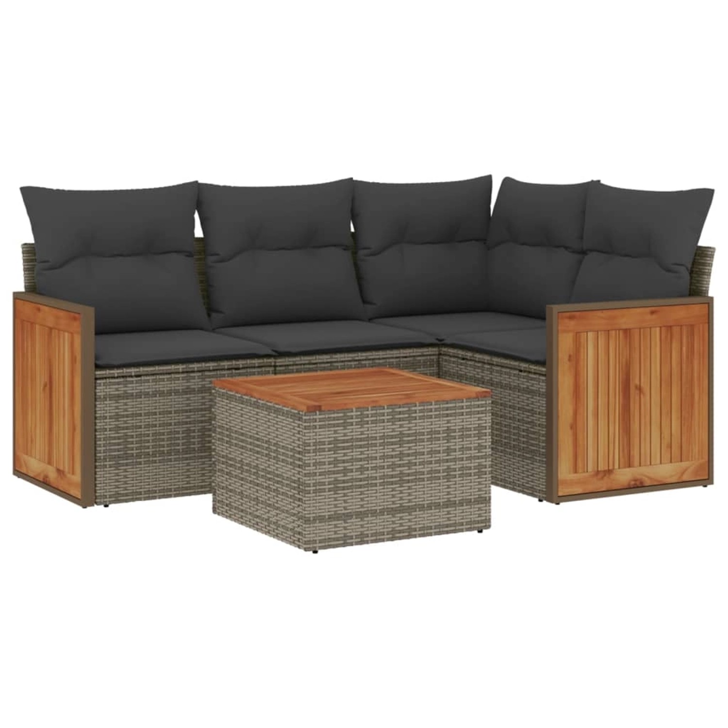vidaXL 5-Tlg Garten-Sofagarnitur mit Kissen Grau Poly Rattan 3260023 günstig online kaufen