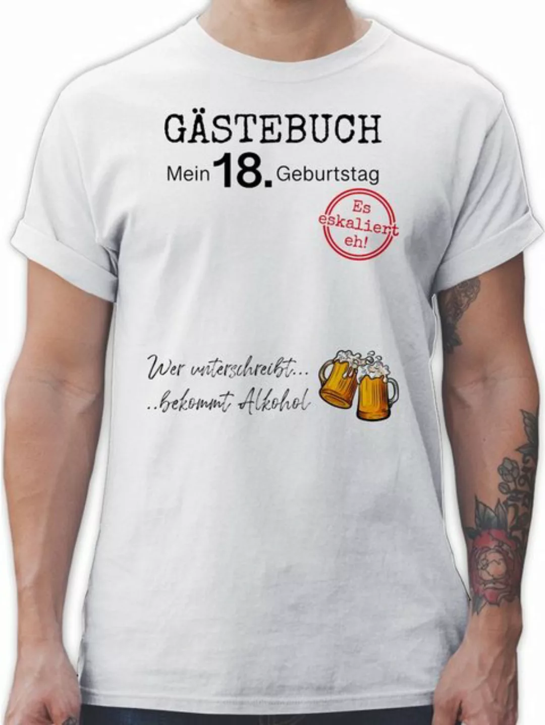 Shirtracer T-Shirt Gästebuch 18. Geburtstag 18. Geburtstag günstig online kaufen