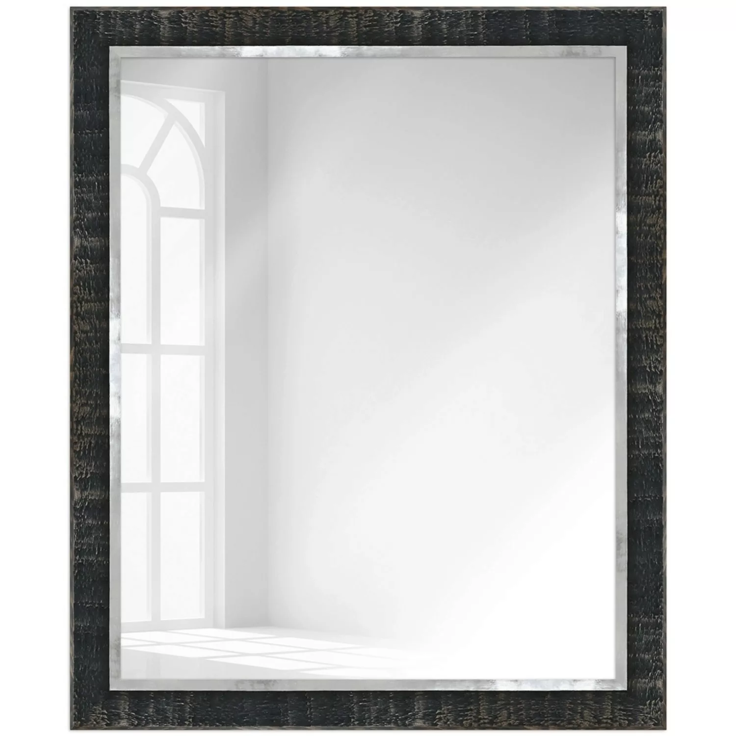 WANDStyle Wandspiegel H670 aus Massivholz in Schwarz 47 x 67 cm im Stil Vin günstig online kaufen