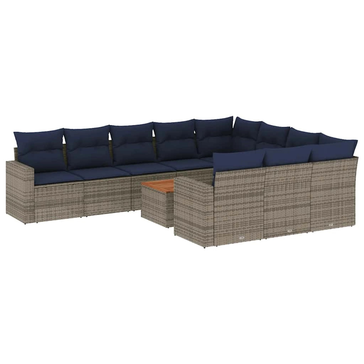 vidaXL 11-Tlg Garten-Sofagarnitur mit Kissen Grau Poly Rattan 3256635 günstig online kaufen