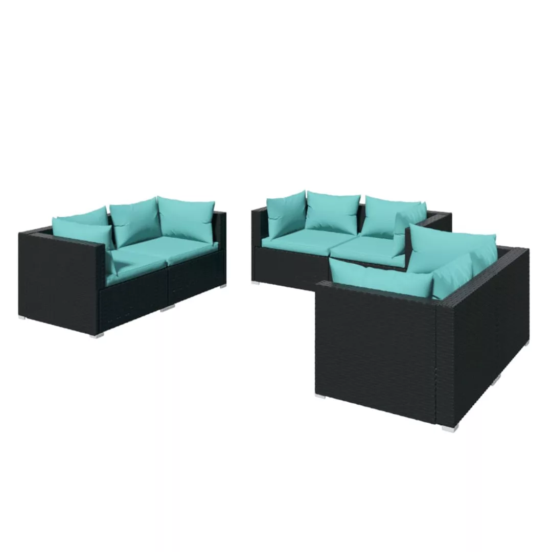 Vidaxl 6-tlg. Garten-lounge-set Mit Kissen Poly Rattan Schwarz günstig online kaufen