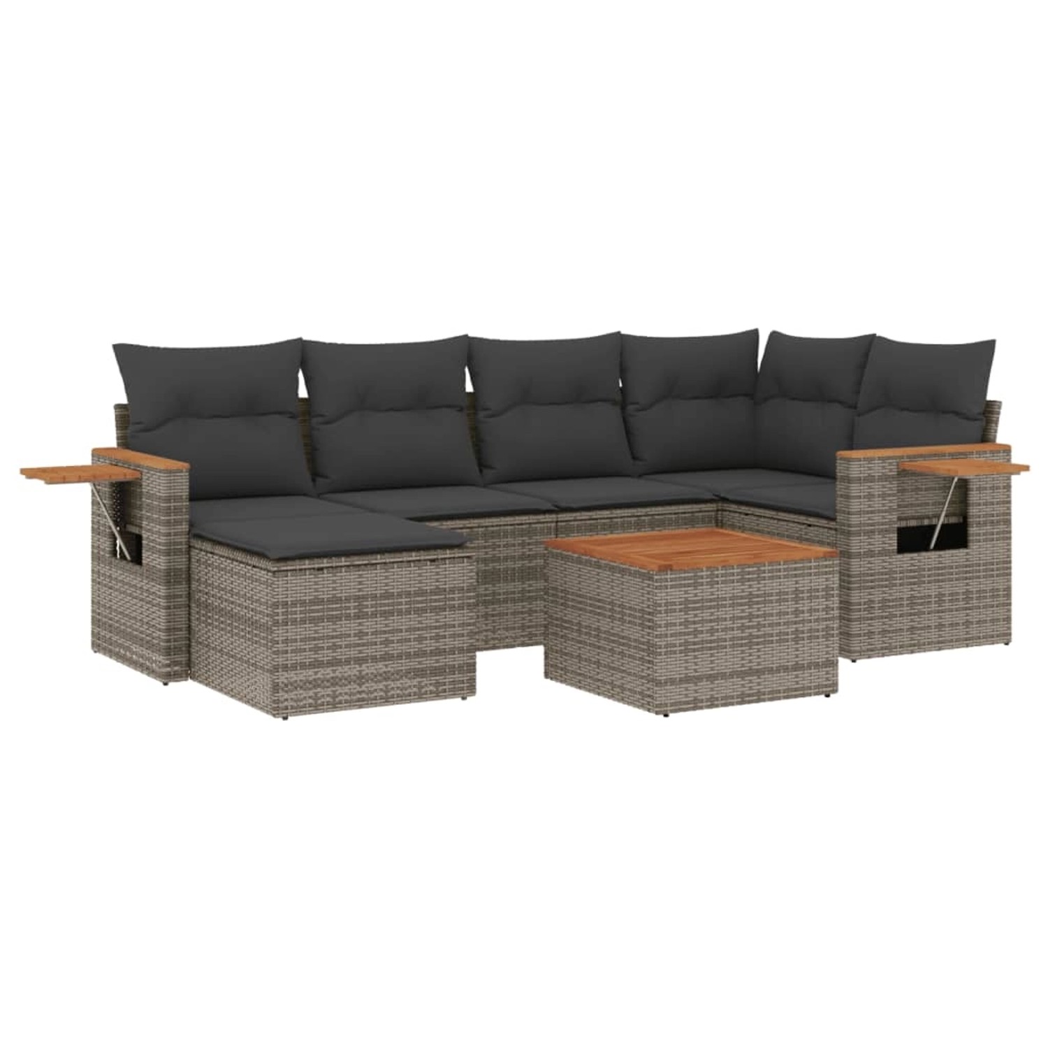 vidaXL 7-Tlg Garten-Sofagarnitur mit Kissen Grau Poly Rattan 3227026 günstig online kaufen