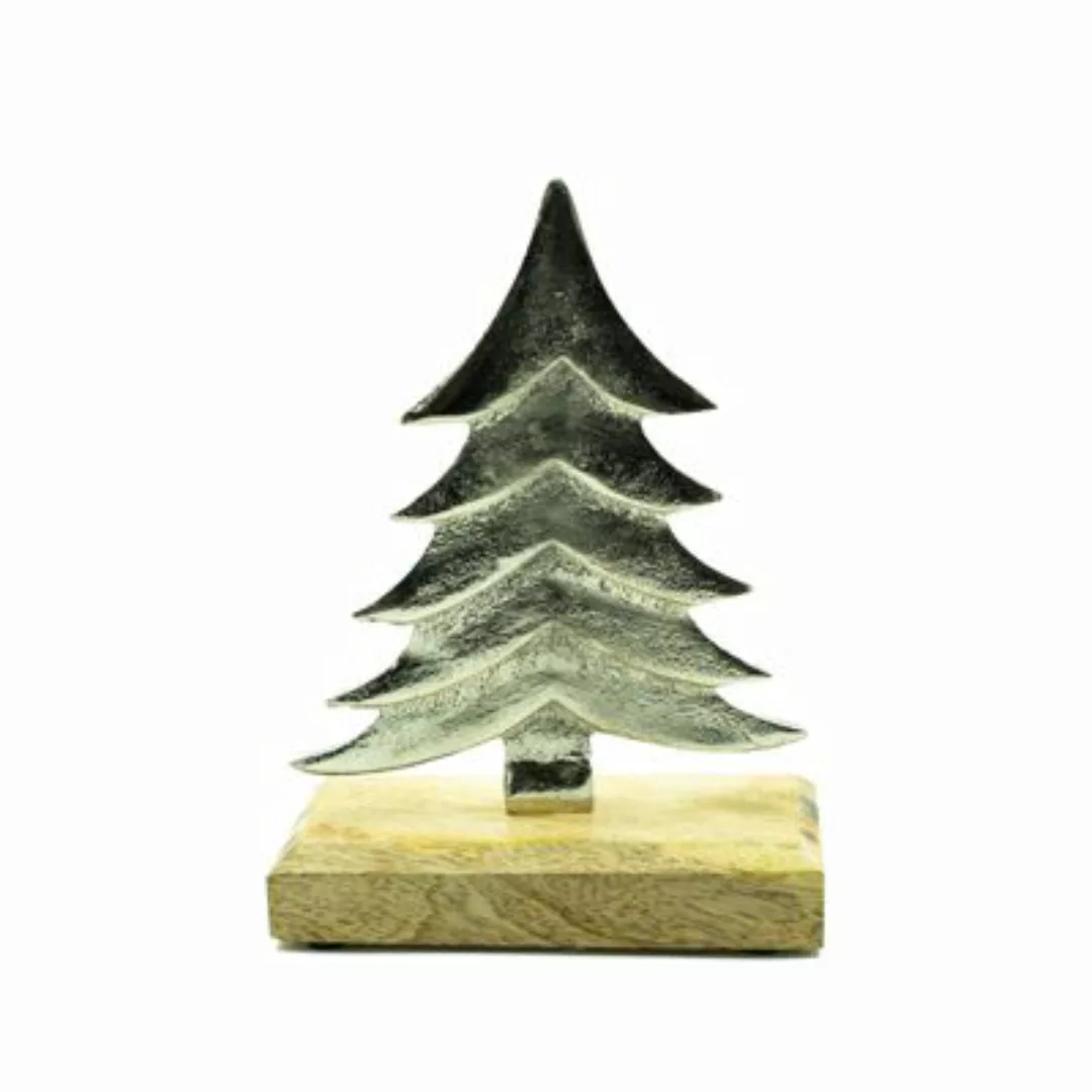 HTI-Living Aluminium-Weihnachtsbaum auf Holzsockel silber-kombi günstig online kaufen