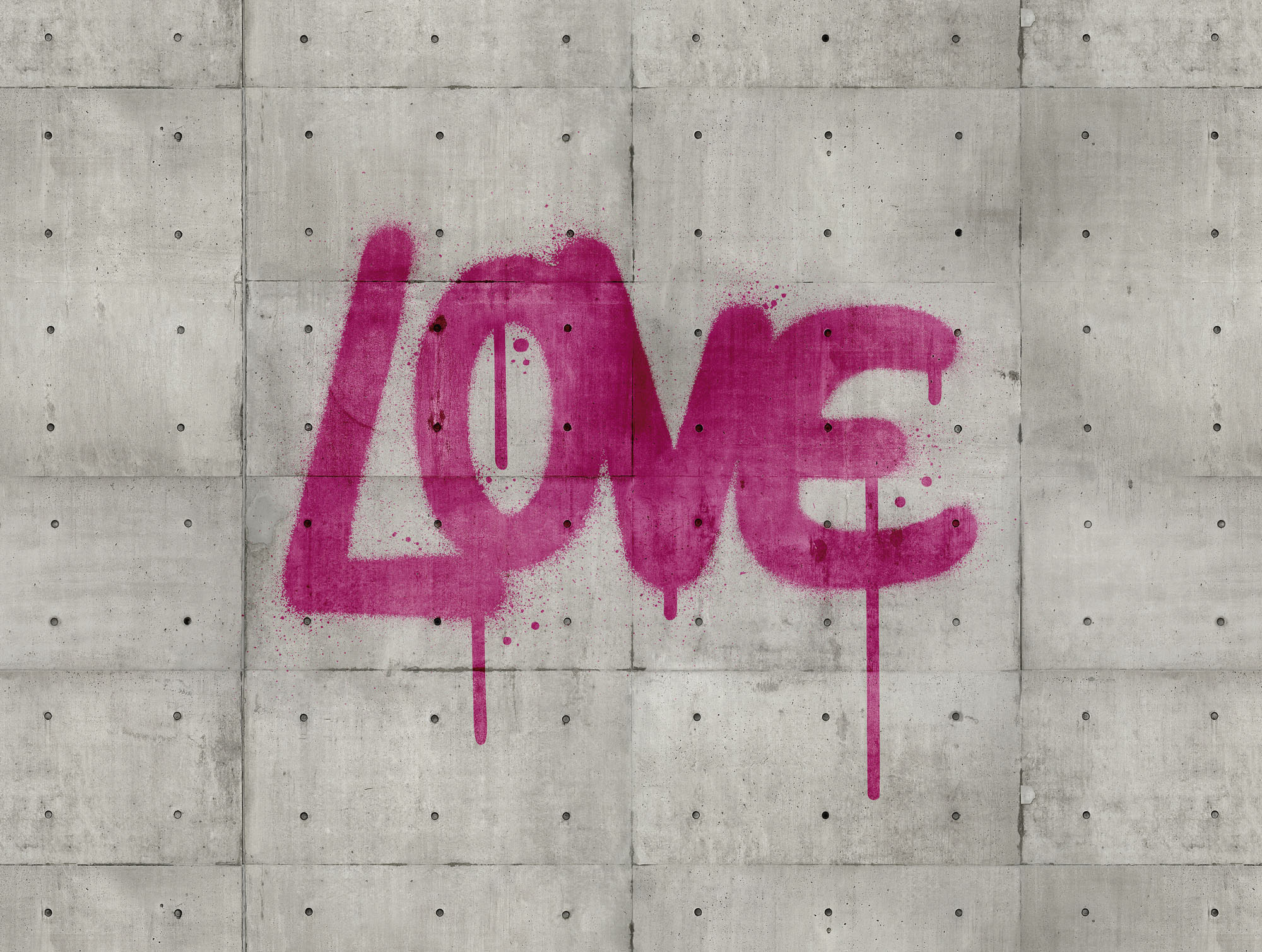 Bricoflor Beton Tapete Mit Love Schriftzug Jugendzimmer Vliestapete In Pink günstig online kaufen