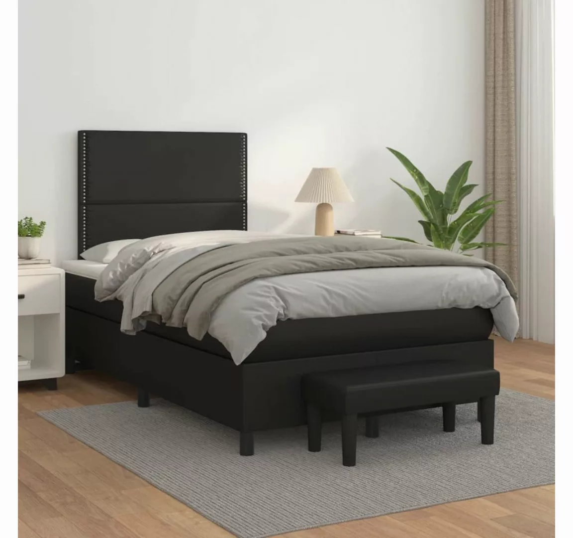 vidaXL Boxspringbett, Boxspringbett mit Matratze Schwarz 120x200 cm Kunstle günstig online kaufen