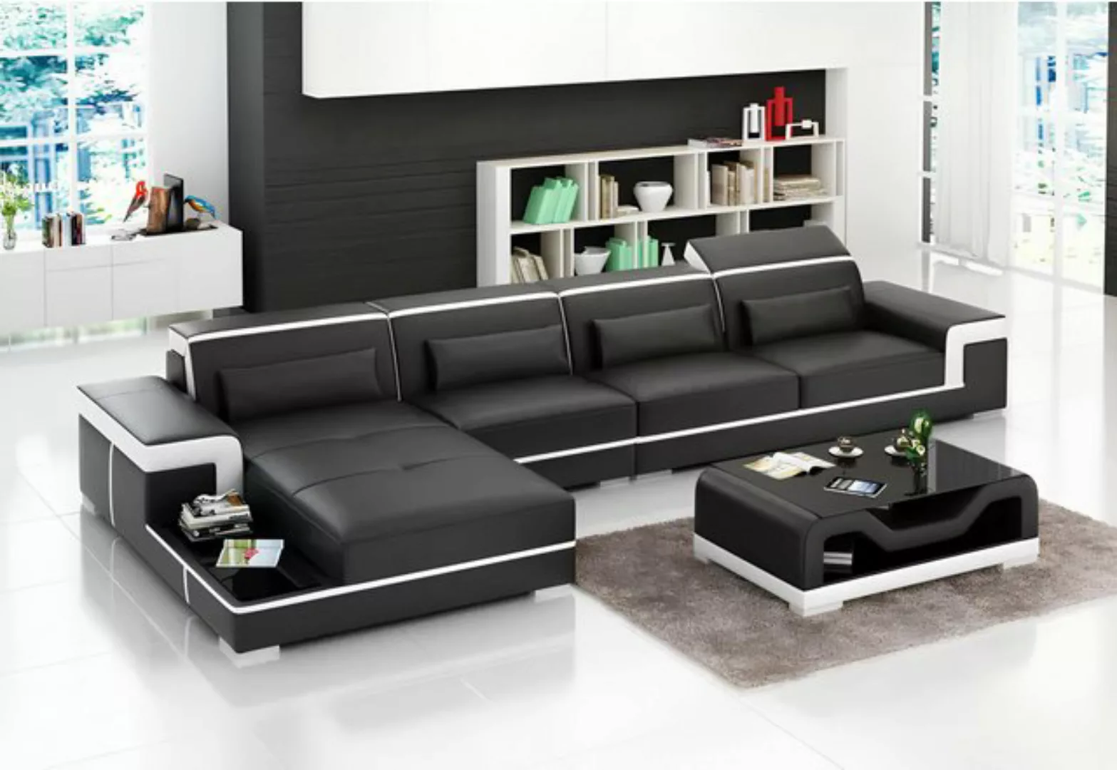 Xlmoebel Ecksofa Wohnzimmer Ledersofa in modernem Design mit Eckfunktion un günstig online kaufen