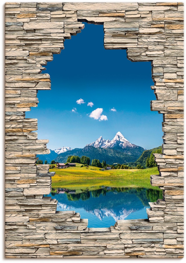 Artland Wandbild »Landschaft in den Alpen Blick Steinmauer«, Berge & Alpenb günstig online kaufen