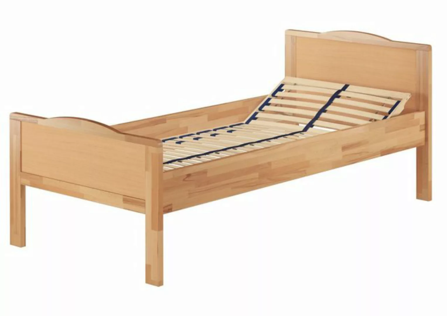 ERST-HOLZ Bett Einzelbett Überlänge extra hoch Buchenholz 90x220, Buchefarb günstig online kaufen