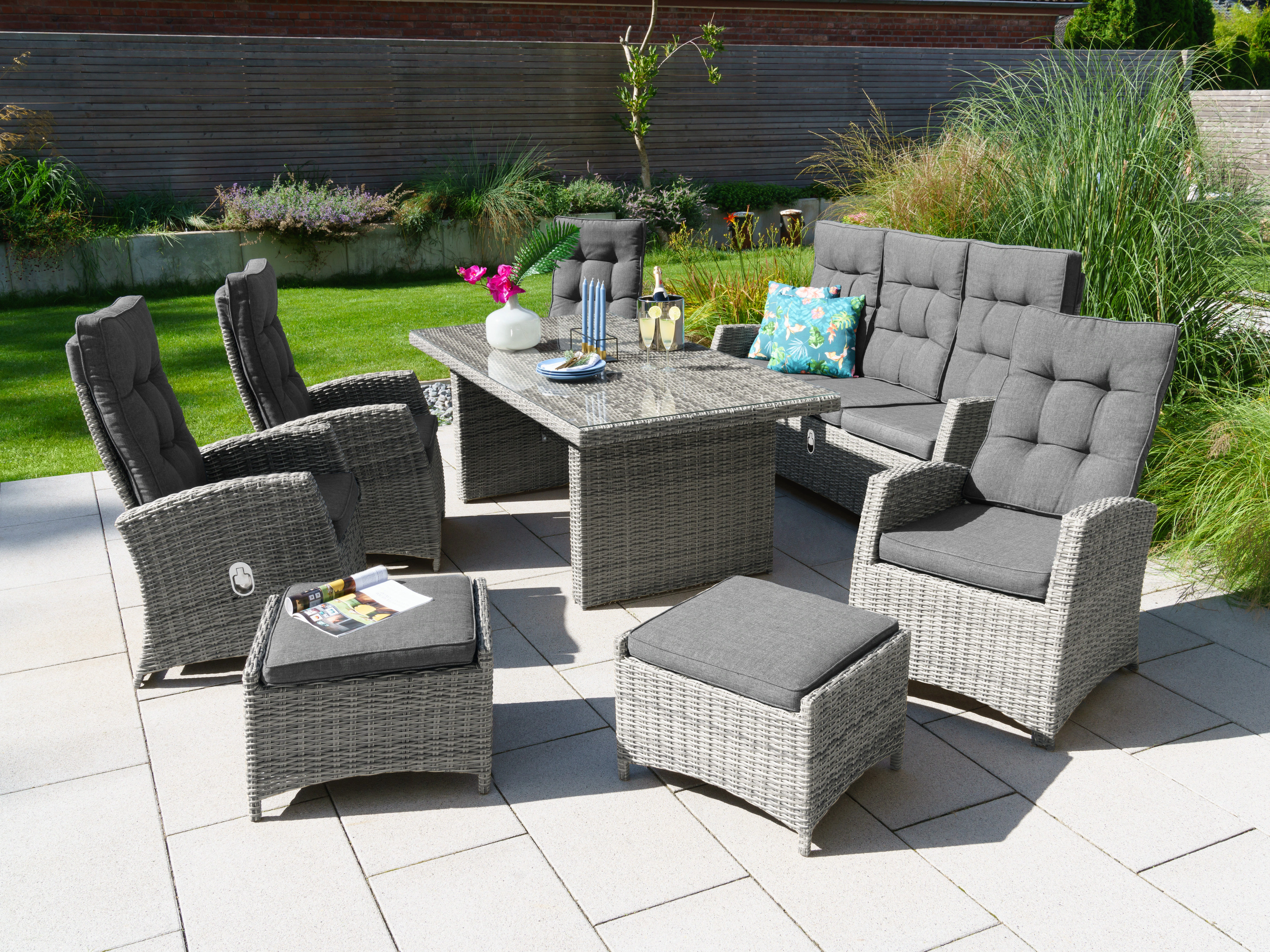 KONIFERA Garten-Essgruppe "Monaco", (Set, 24 tlg., 4x Sessel, 1x 3er Sofa, günstig online kaufen