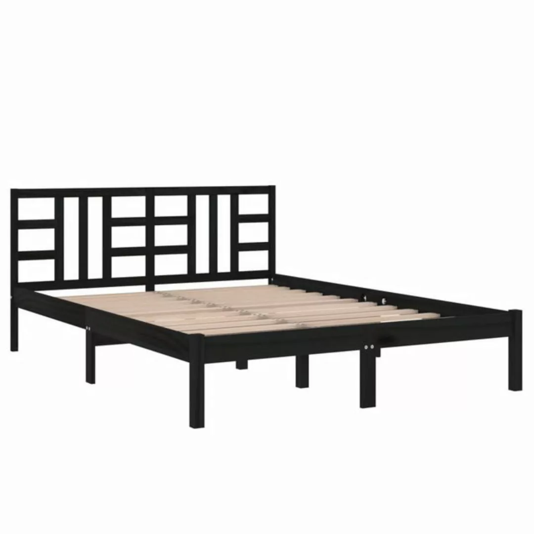 furnicato Bettgestell Massivholzbett Schwarz 140x190 cm (1-tlg) günstig online kaufen