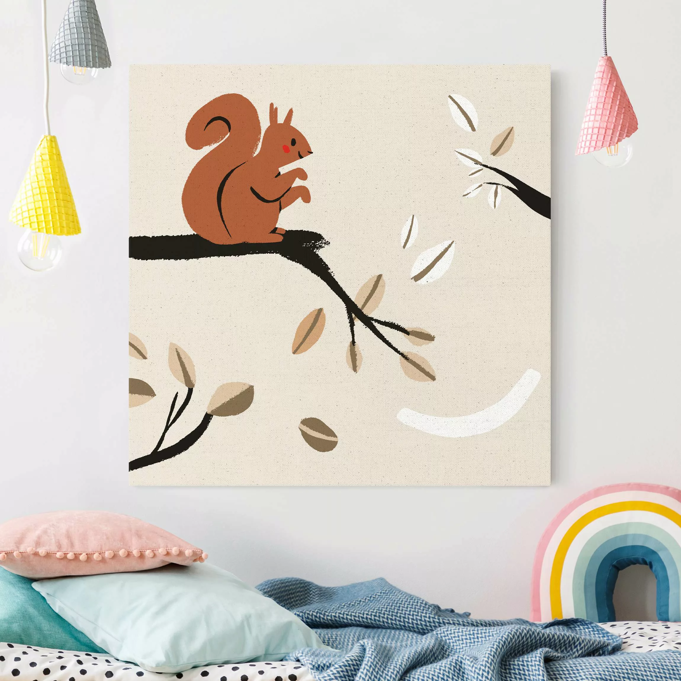 Leinwandbild auf Naturcanvas Süße Tierillustration - Eichhörnchen günstig online kaufen