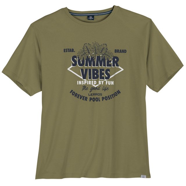 LERROS Rundhalsshirt Lerros XXL T-Shirt beige Frontprint Summer Vibes günstig online kaufen