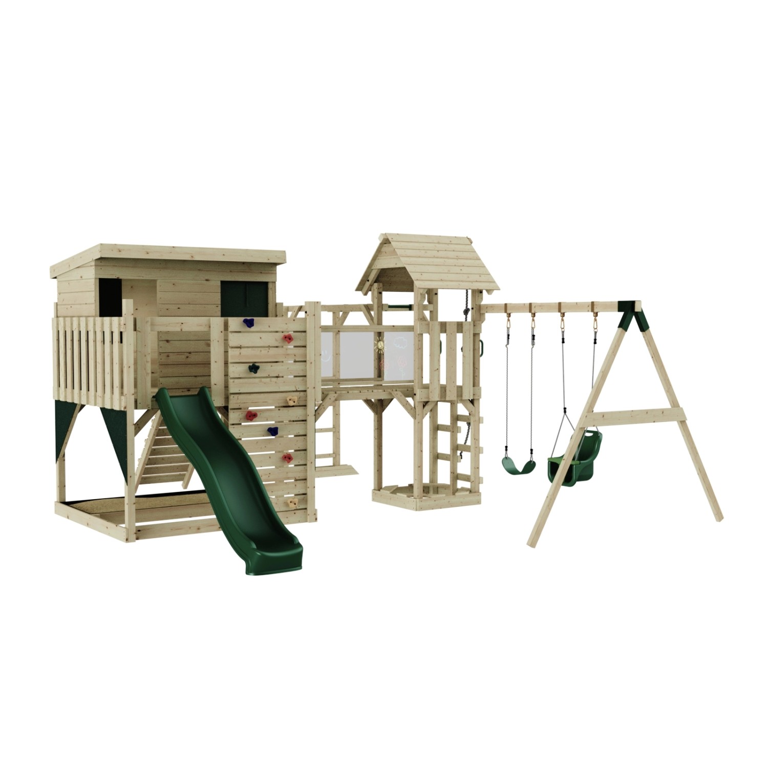 OutdoorToys Spielturm Johanna mit Babyschaukel Dunkelgrün günstig online kaufen