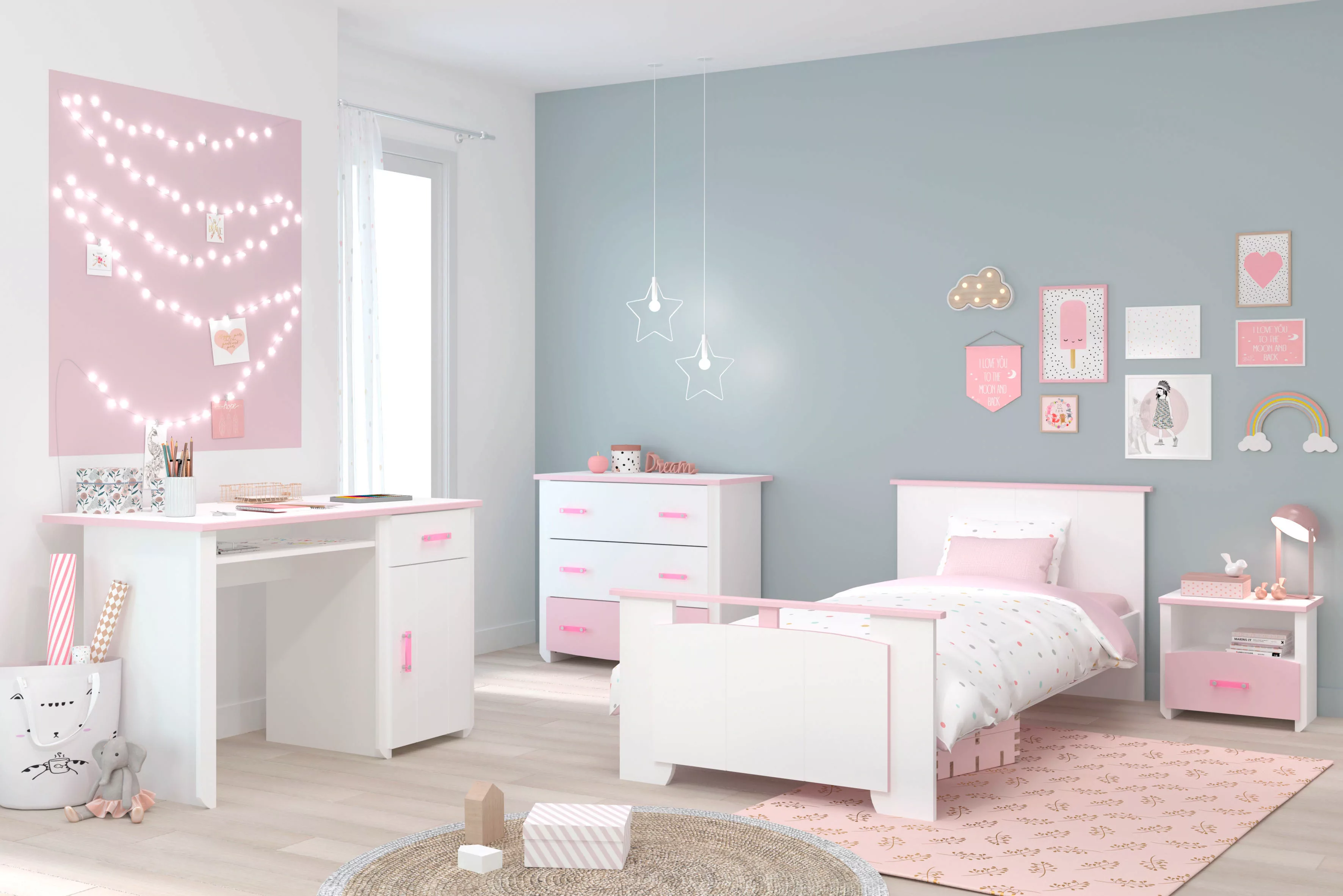 Parisot Jugendzimmer-Set "Biotiful", (4 tlg., Bett, Nachttisch, Schubkasten günstig online kaufen