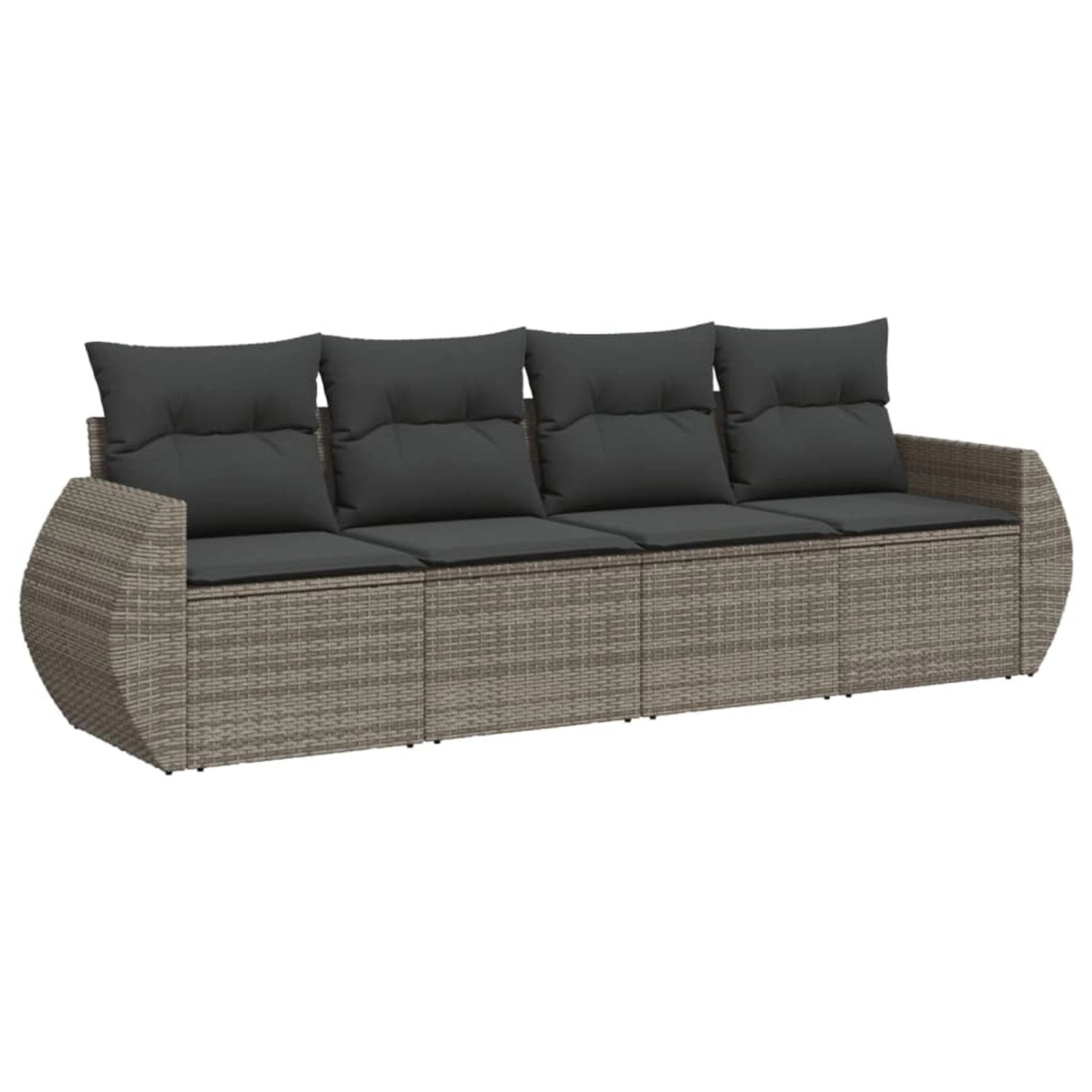 vidaXL 4-tlg Garten-Sofagarnitur mit Kissen Grau Poly Rattan Modell 15 günstig online kaufen