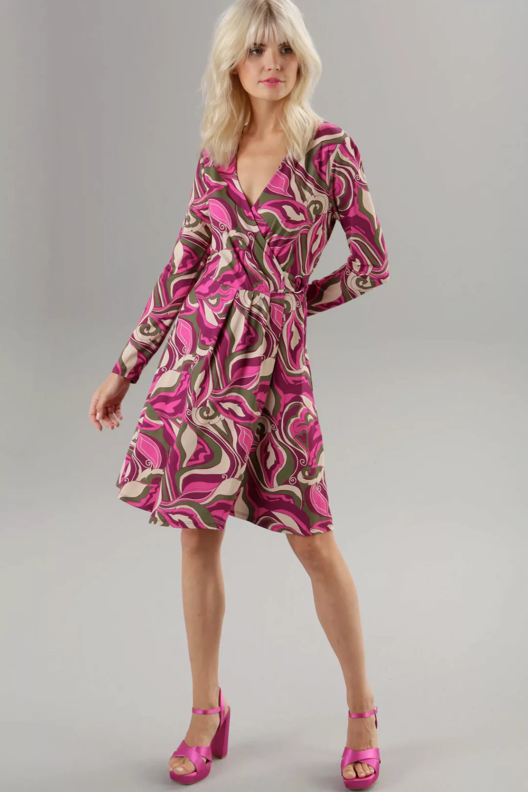 Aniston SELECTED Jerseykleid, mit silberfarbenem Zierring günstig online kaufen