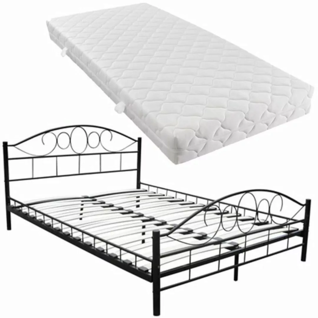 vidaXL Bett Bett mit Matratze Schwarz Metall 180×200 cm günstig online kaufen