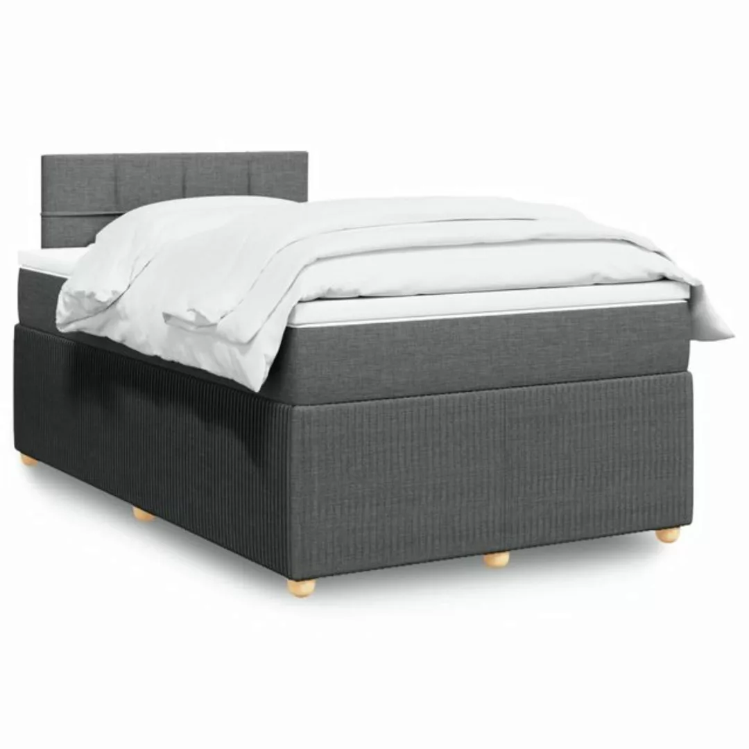 vidaXL Boxspringbett, Boxspringbett mit Matratze Dunkelgrau 120x200 cm Stof günstig online kaufen