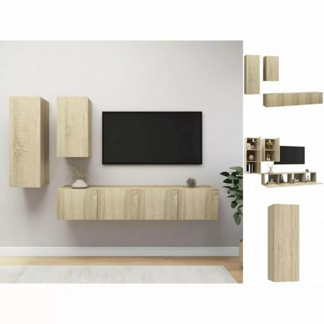 vidaXL TV-Schrank 4-tlg TV-Schrank-Set Sonoma-Eiche Spanplatte günstig online kaufen