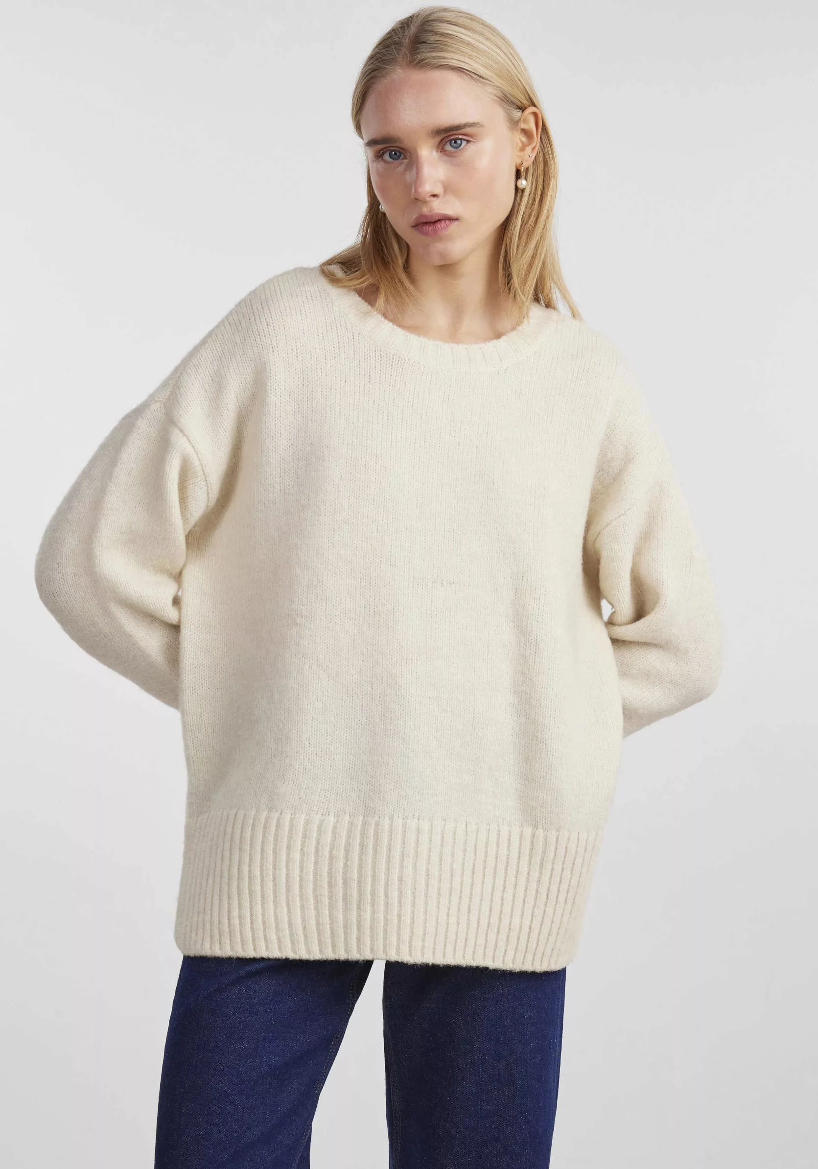 pieces Rundhalspullover "PCNANCY LS LOOSE O-NECK KNIT NOOS BC", Oversized günstig online kaufen