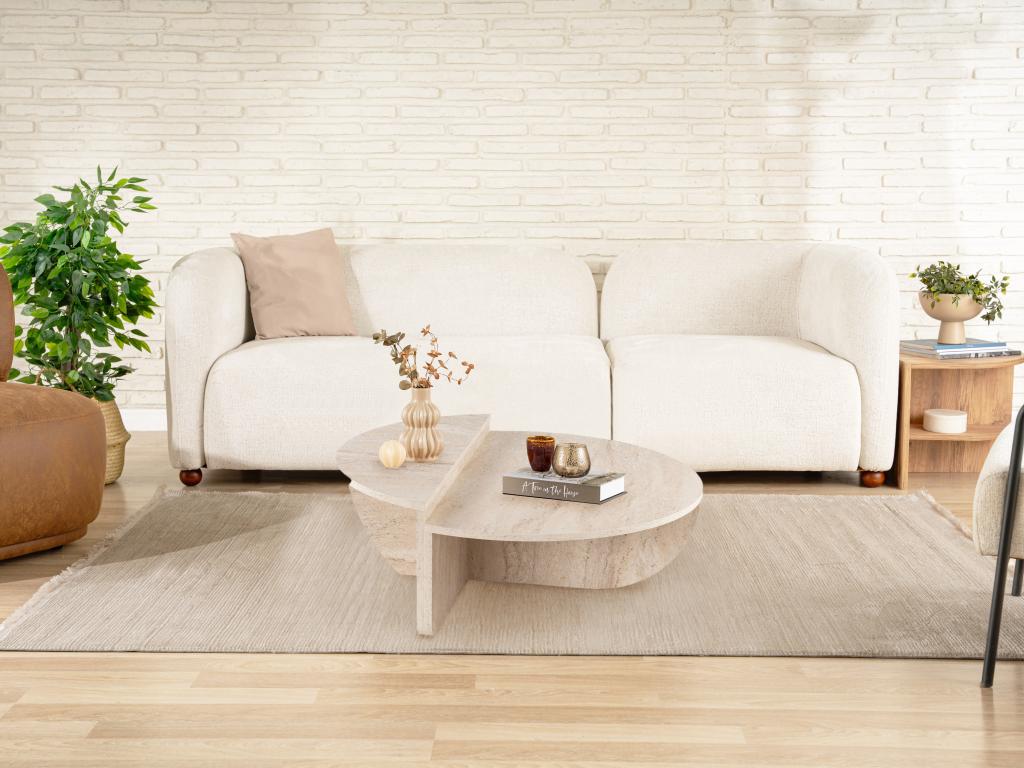 Couchtisch 2-teilig - Travertin-Optik - Beige- ALOEVA günstig online kaufen