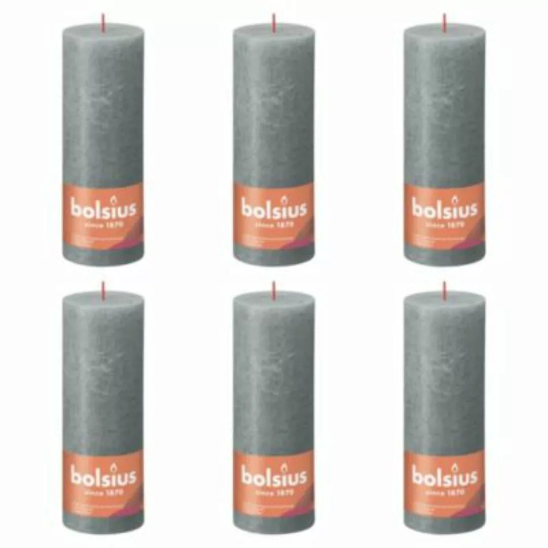 Bolsius Rustikale Stumpenkerzen Shine 4 Stk. 190x68 mm Eukalyptusgrün Kerze günstig online kaufen