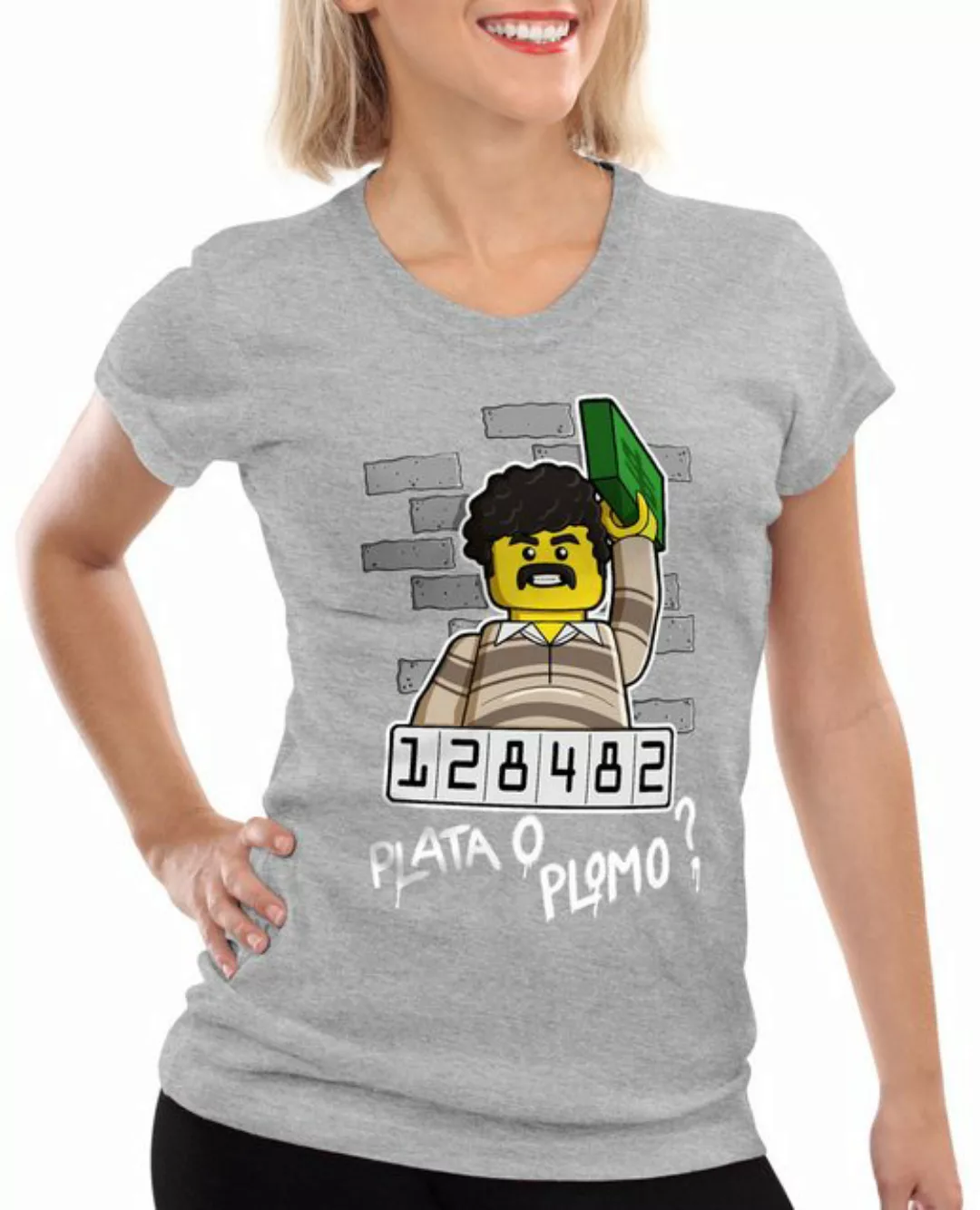 style3 T-Shirt Pablo Escobar Plata o Plomo kokain klemmbaustein günstig online kaufen