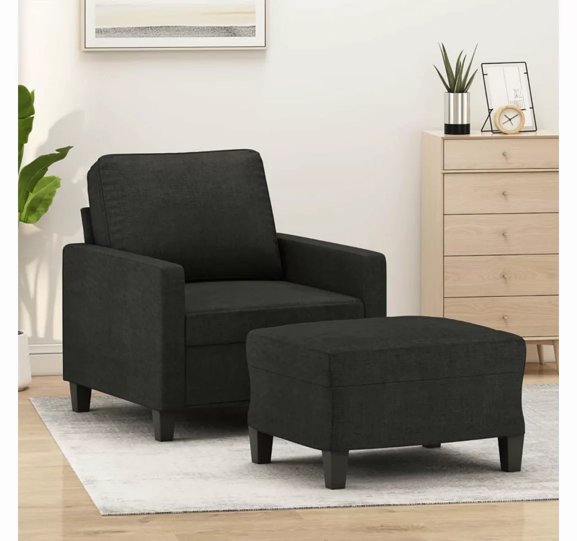 vidaXL Sofa Sessel mit Hocker Stoff, Schwarz günstig online kaufen