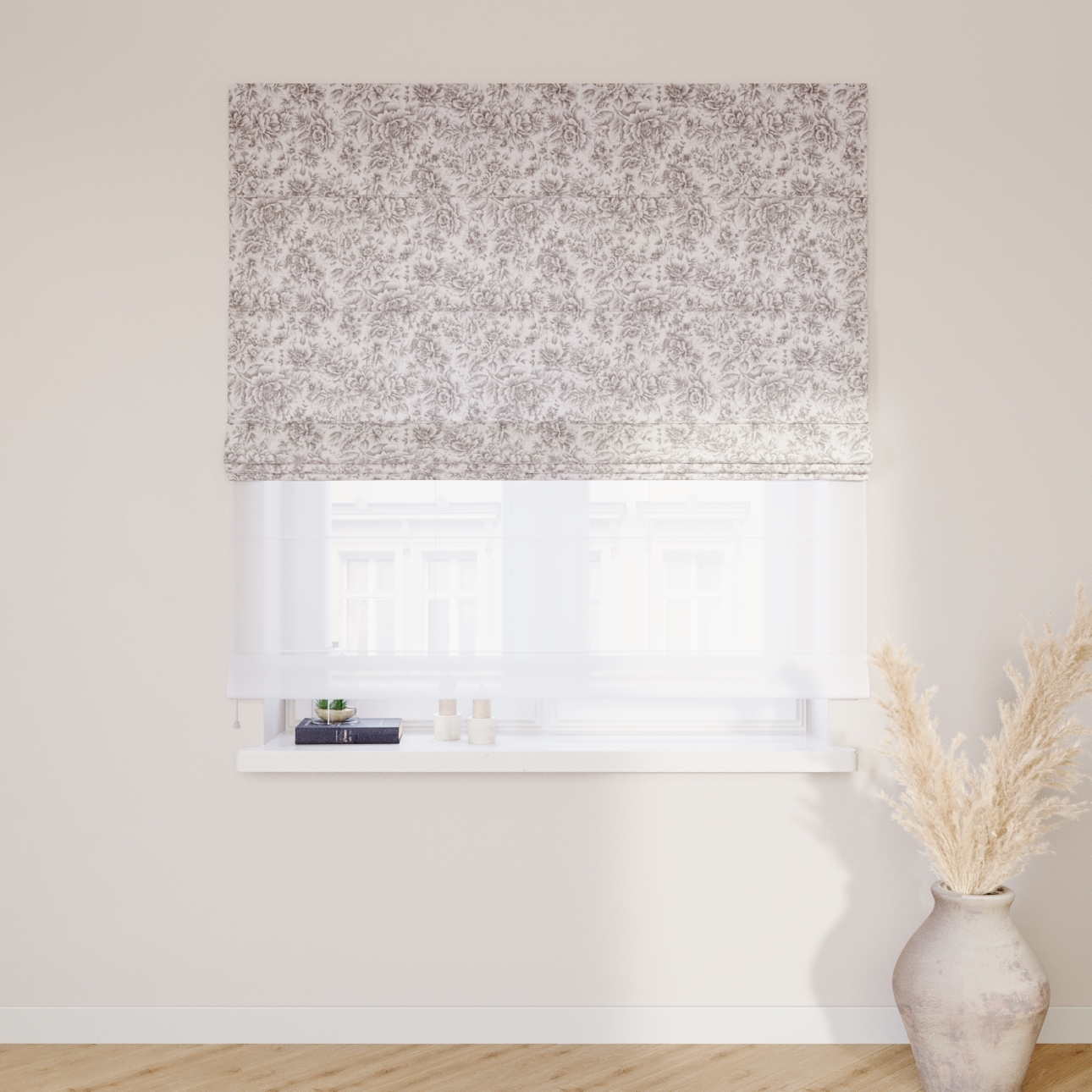Dekoria Doppelraffrollo Duo, grau-weiß, 130 x 170 cm günstig online kaufen