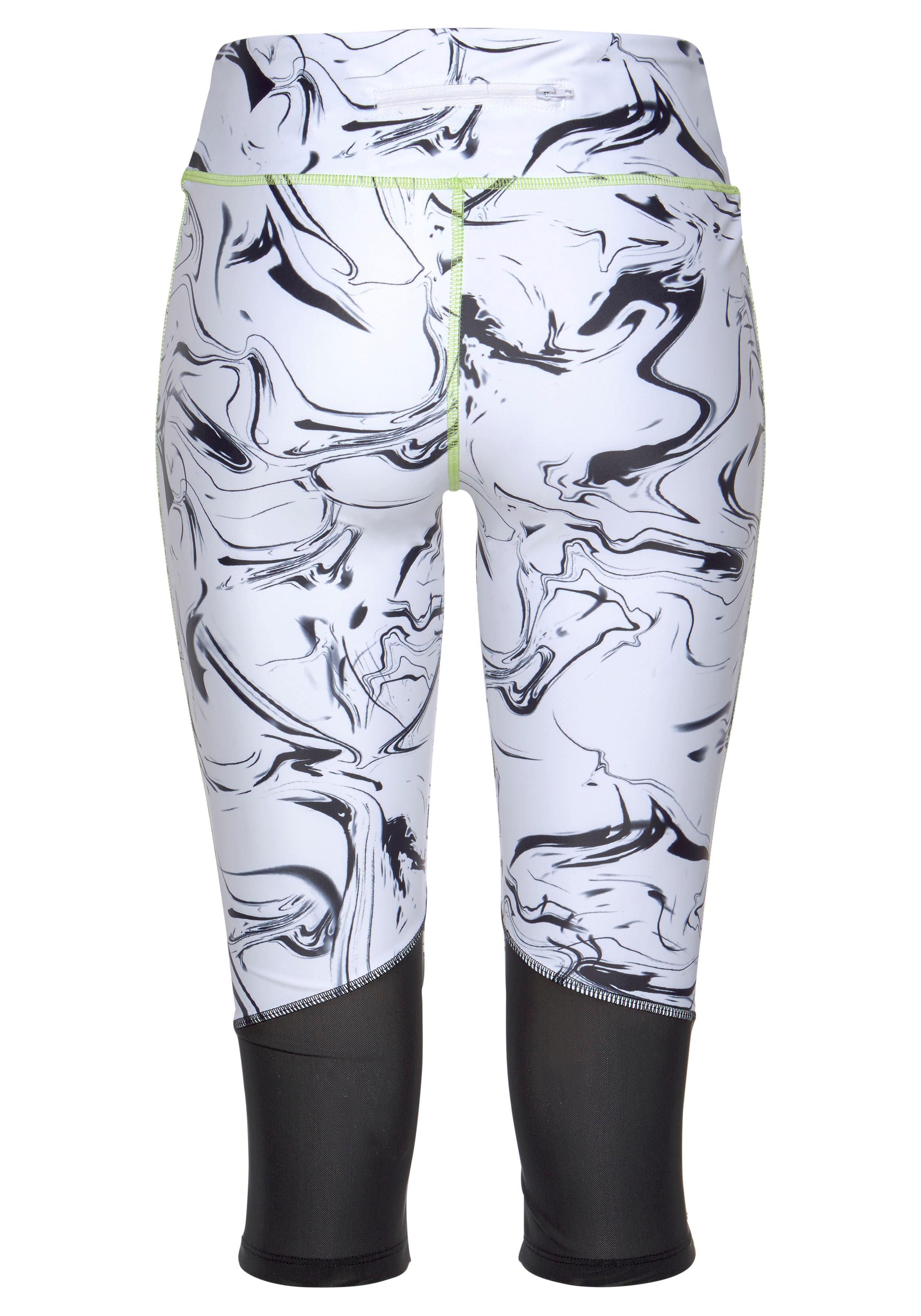 LASCANA ACTIVE Caprileggings "-Sporthose White Marble", mit Mesheinsätzen günstig online kaufen