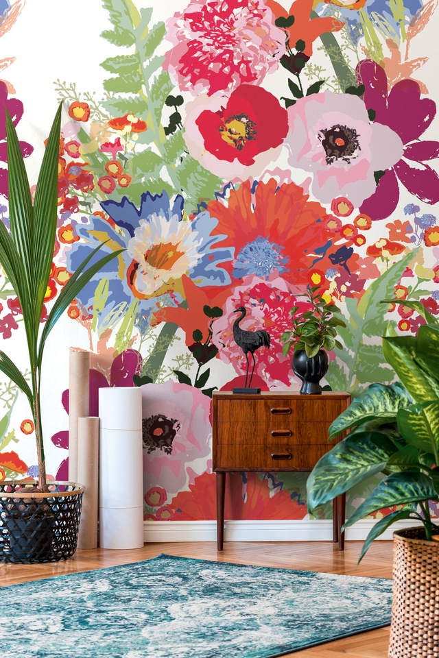 living walls Fototapete »Bunte Blumentapete«, matt-gemustert-neutral, Blume günstig online kaufen