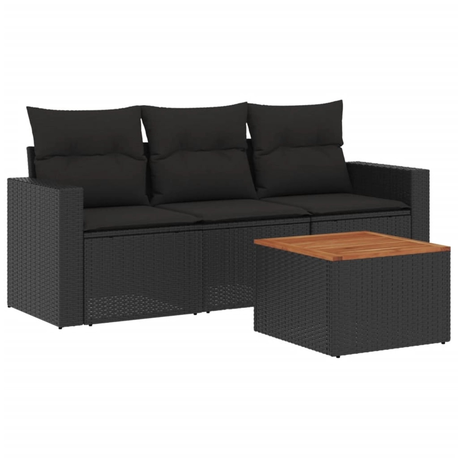 vidaXL 4-Tlg Garten-Sofagarnitur mit Kissen Schwarz Poly Rattan 3223990 günstig online kaufen