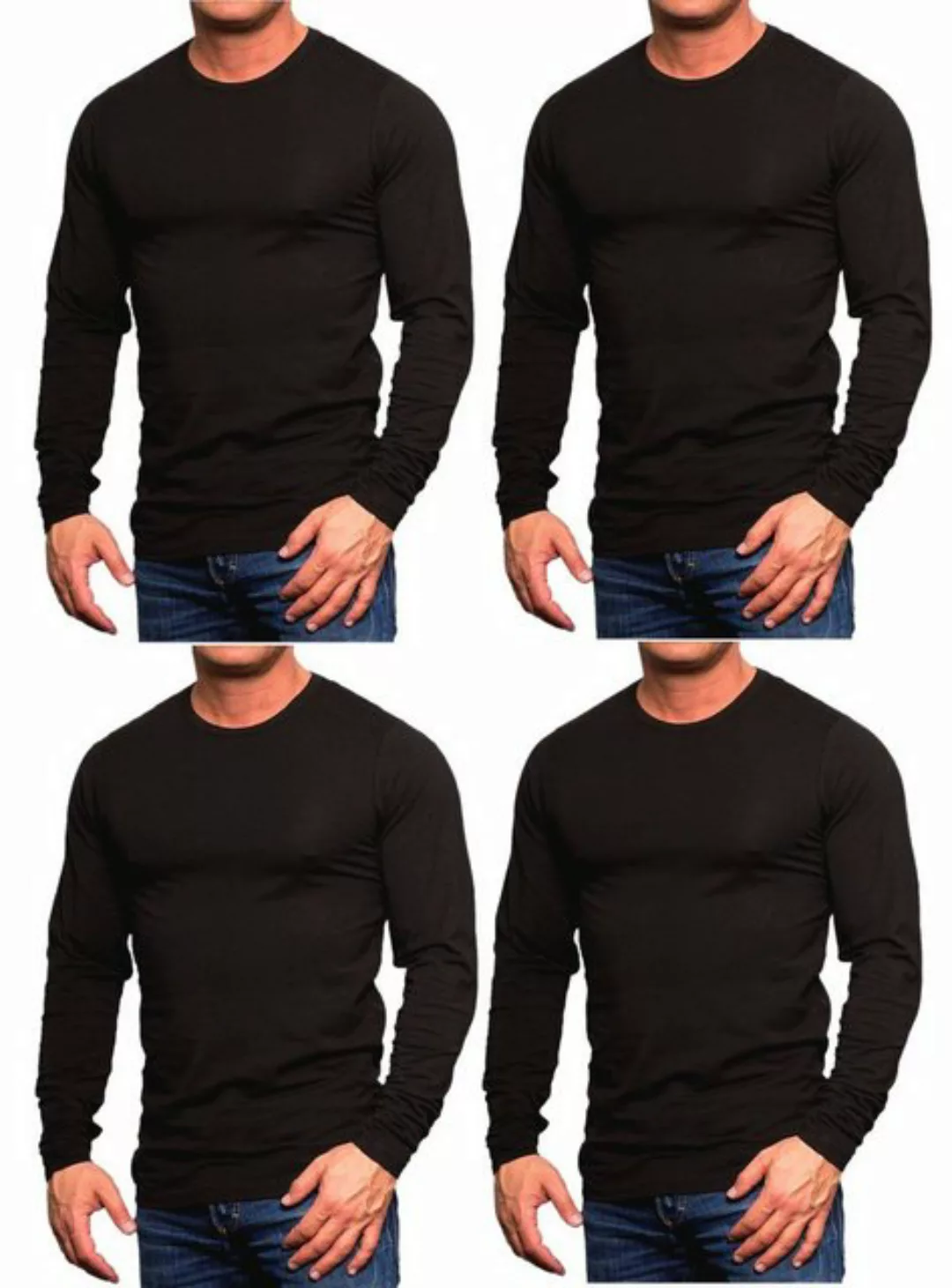 Jack & Jones Langarmshirt (4er-Pack) Basic Shirts mit Rundhalsausschnitt günstig online kaufen
