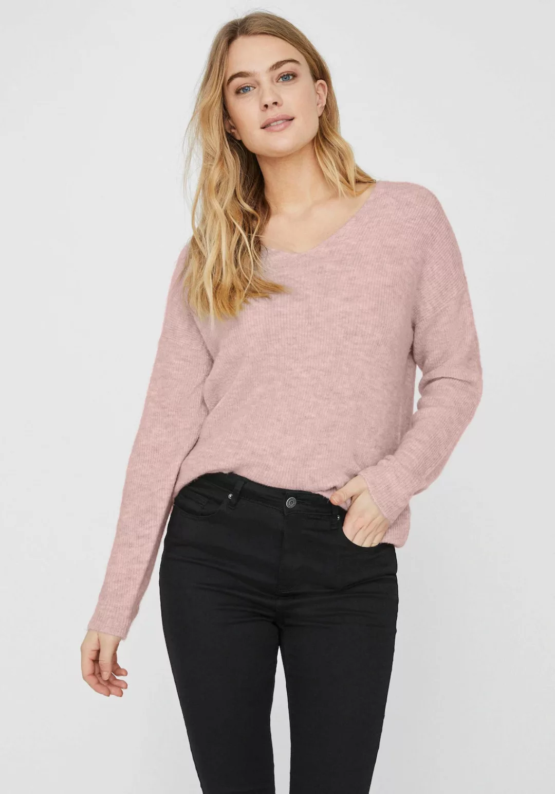 Vero Moda V-Ausschnitt-Pullover VMCREWLEFILE LS V-NECK BLOUSE NOOS günstig online kaufen