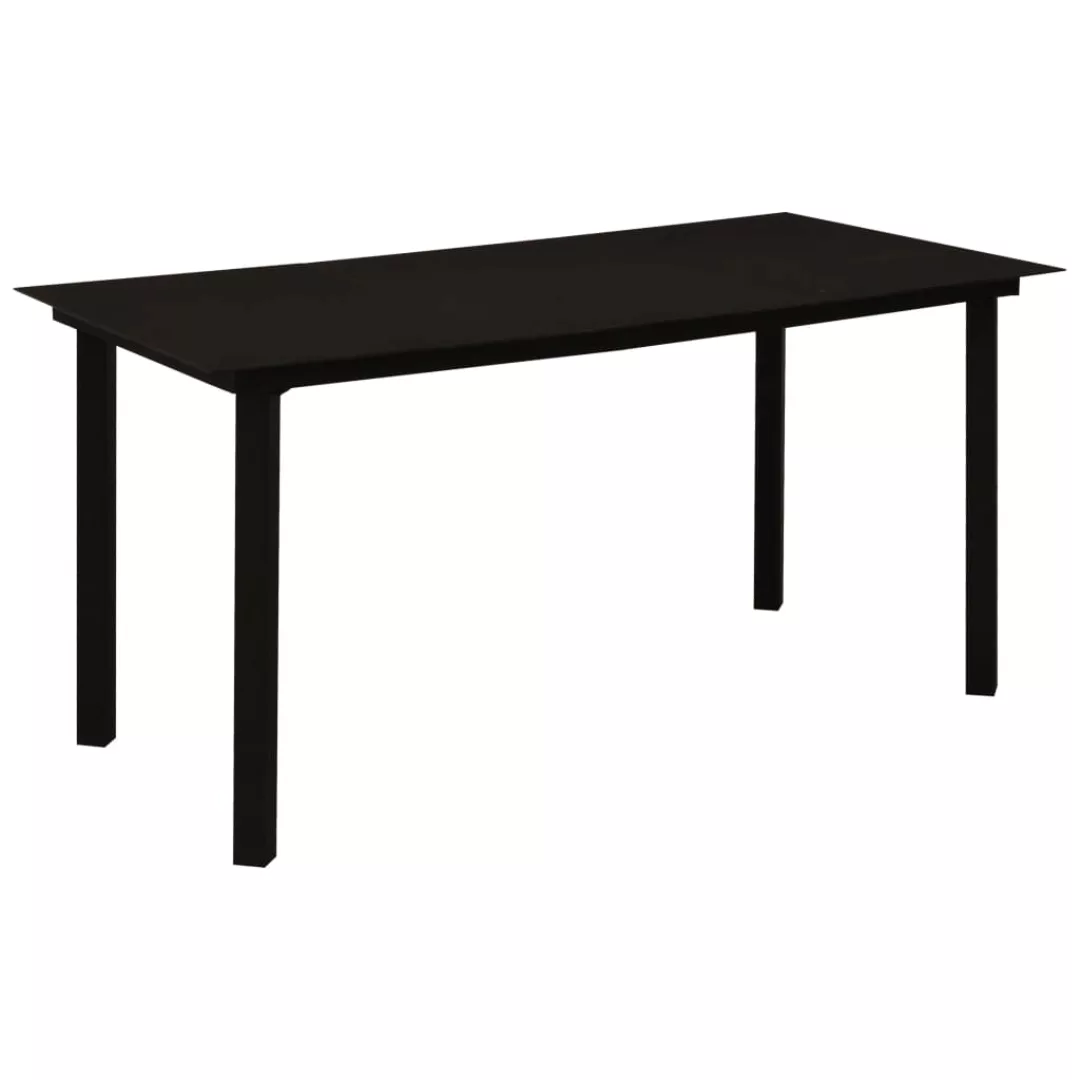 Garten-esstisch Schwarz 150x80x74 Cm Stahl Und Glas günstig online kaufen