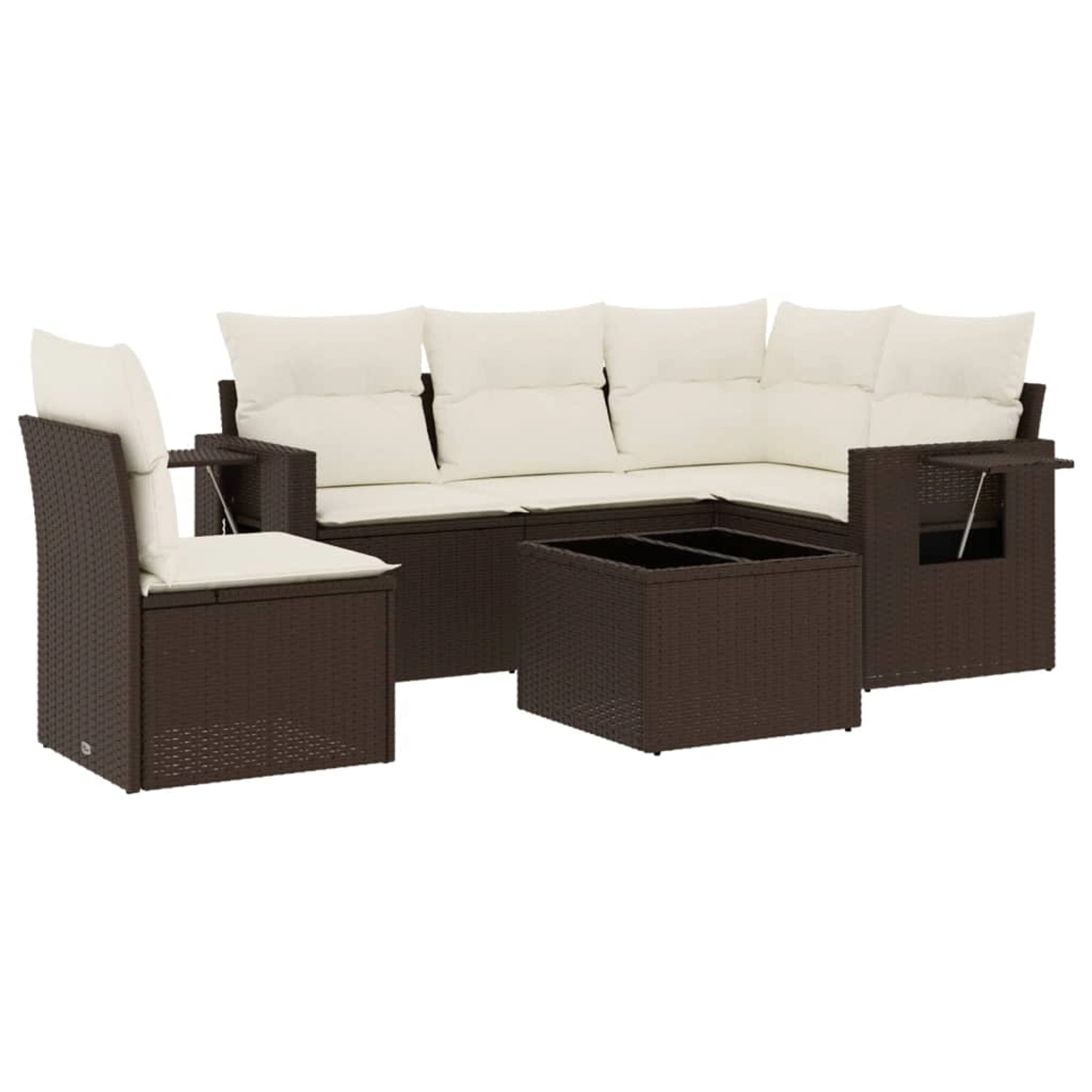 vidaXL 6-Tlg Garten-Sofagarnitur mit Kissen Braun Poly Rattan 3252520 günstig online kaufen