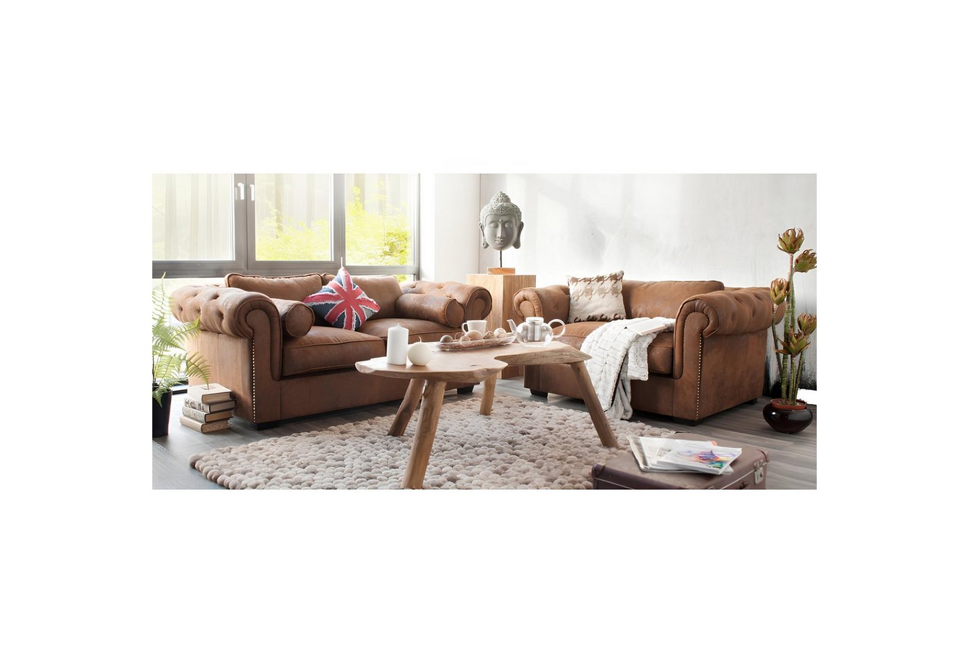 JVmoebel Sofa -Chesterfield Sofagarnitur 3+2 Couch Polster Set Sofas Couche günstig online kaufen