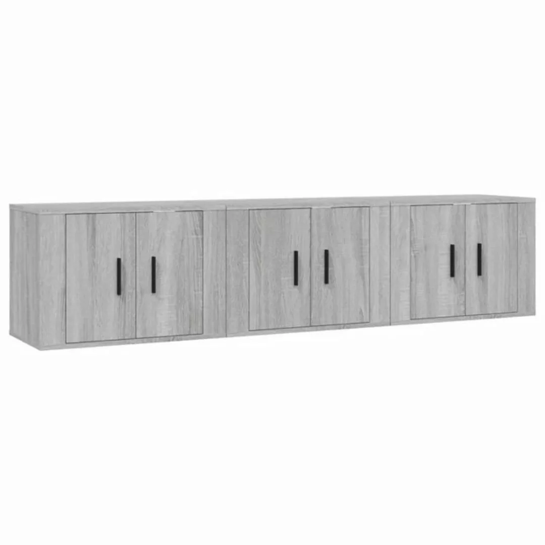 furnicato TV-Schrank TV-Wandschränke 3 Stk. Grau Sonoma 57x34,5x40 cm günstig online kaufen