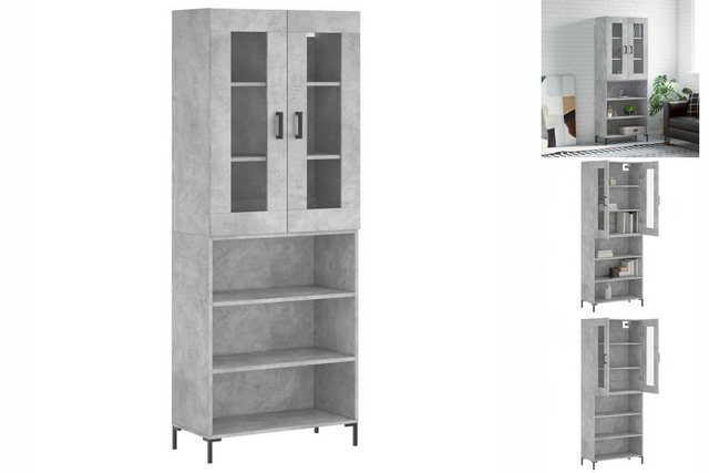 vidaXL Vitrine Highboard Betongrau 69,5x34x180 cm Spanplatte Glas Vitrine günstig online kaufen