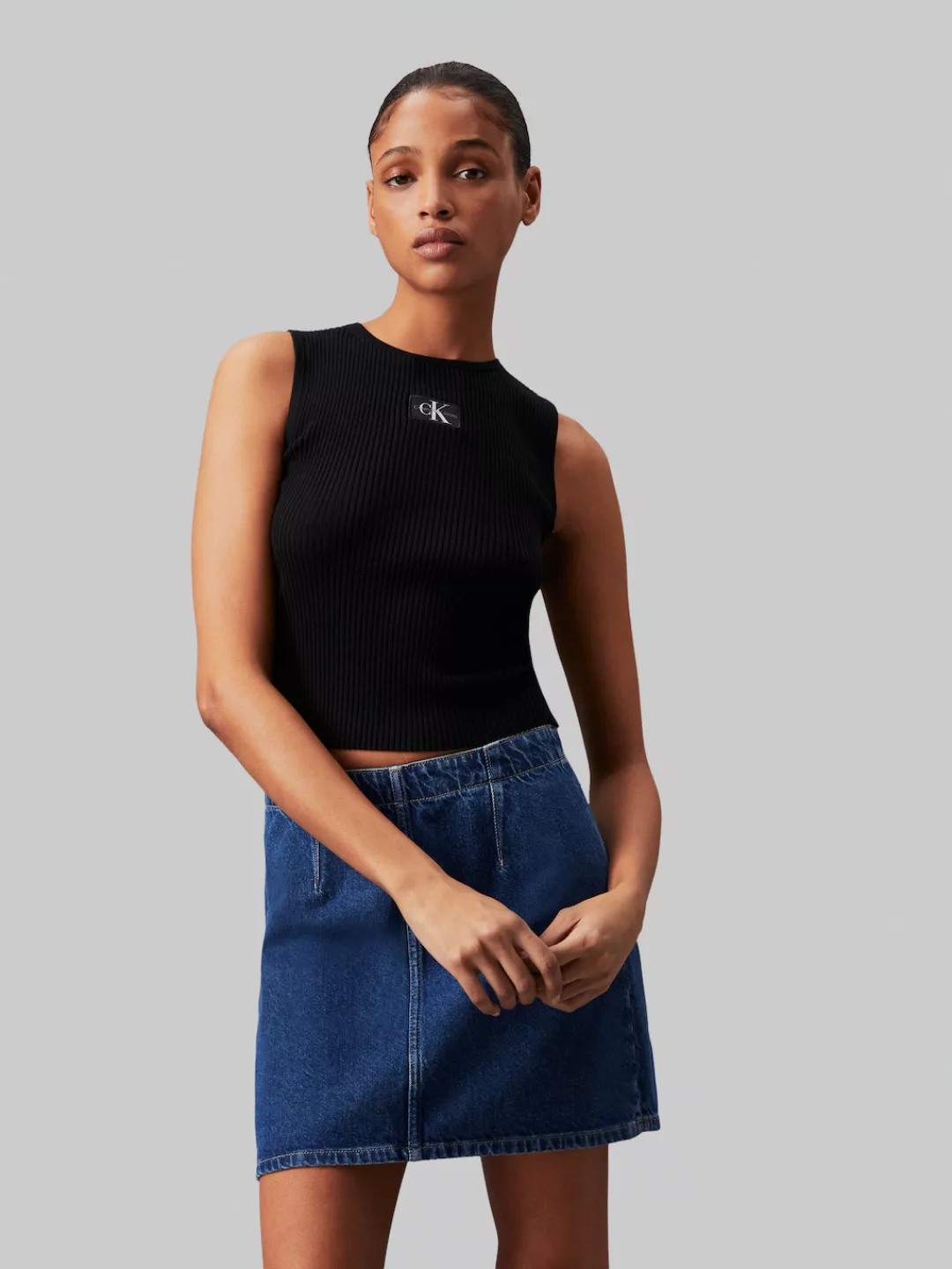 Calvin Klein Jeans Pullunder "WOVEN LABEL SWEATER TANK TOP" günstig online kaufen