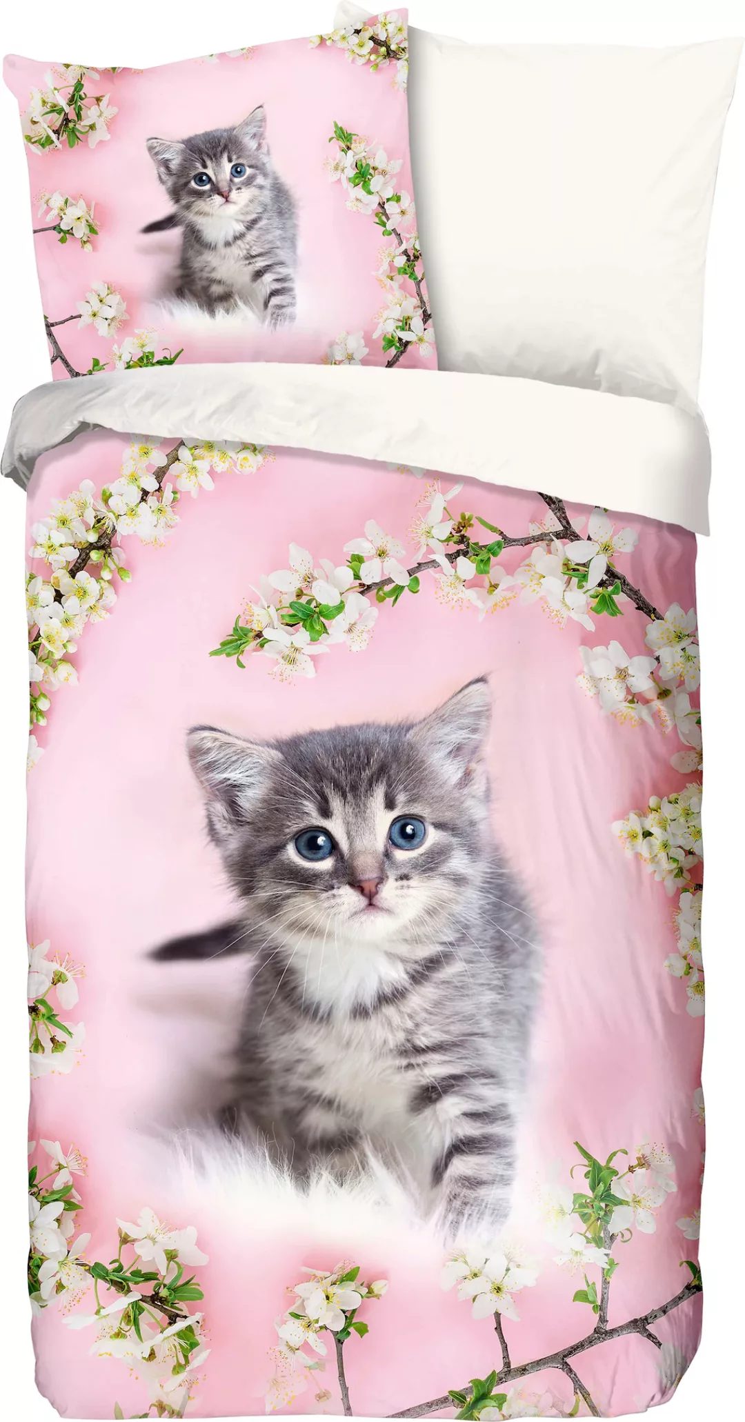 good morning Kinderbettwäsche »Pussycat«, Baumwolle, 135x200, Reißverschlus günstig online kaufen