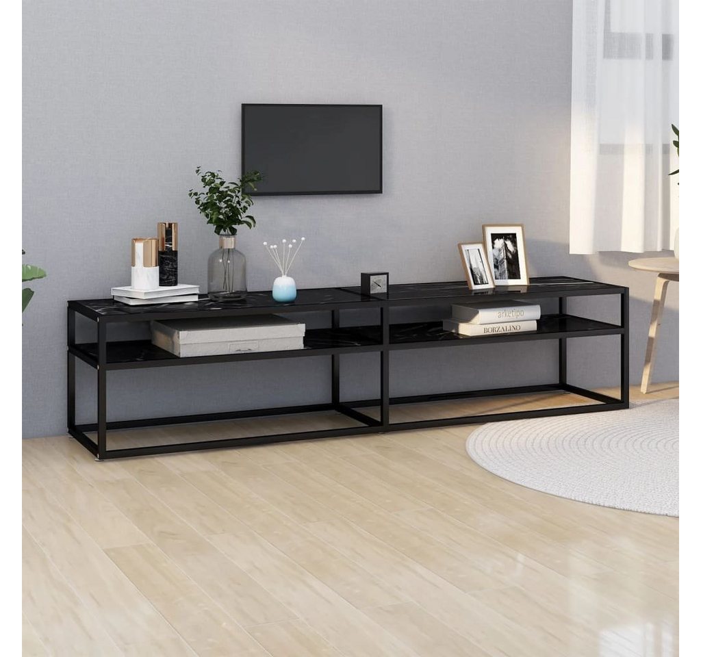 furnicato TV-Schrank Schwarz Marmor-Optik 180x40x40,5 cm Hartglas günstig online kaufen