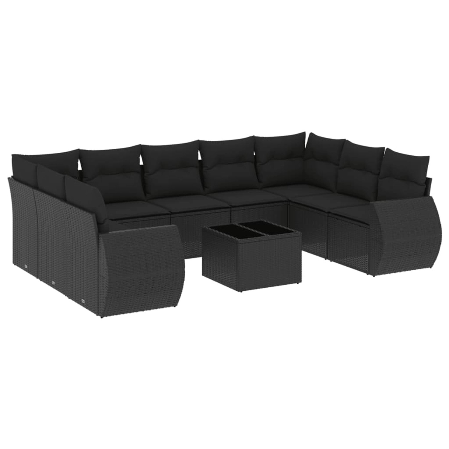 vidaXL 10-Tlg Garten-Sofagarnitur mit Kissen Schwarz Poly Rattan 3254142 günstig online kaufen