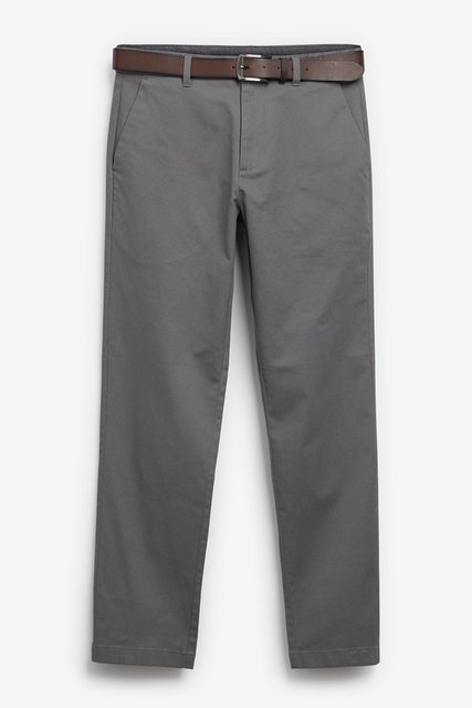 Next Chinohose Straight Fit Chinohose mit weichem Griff + Gürtel (2-tlg) günstig online kaufen