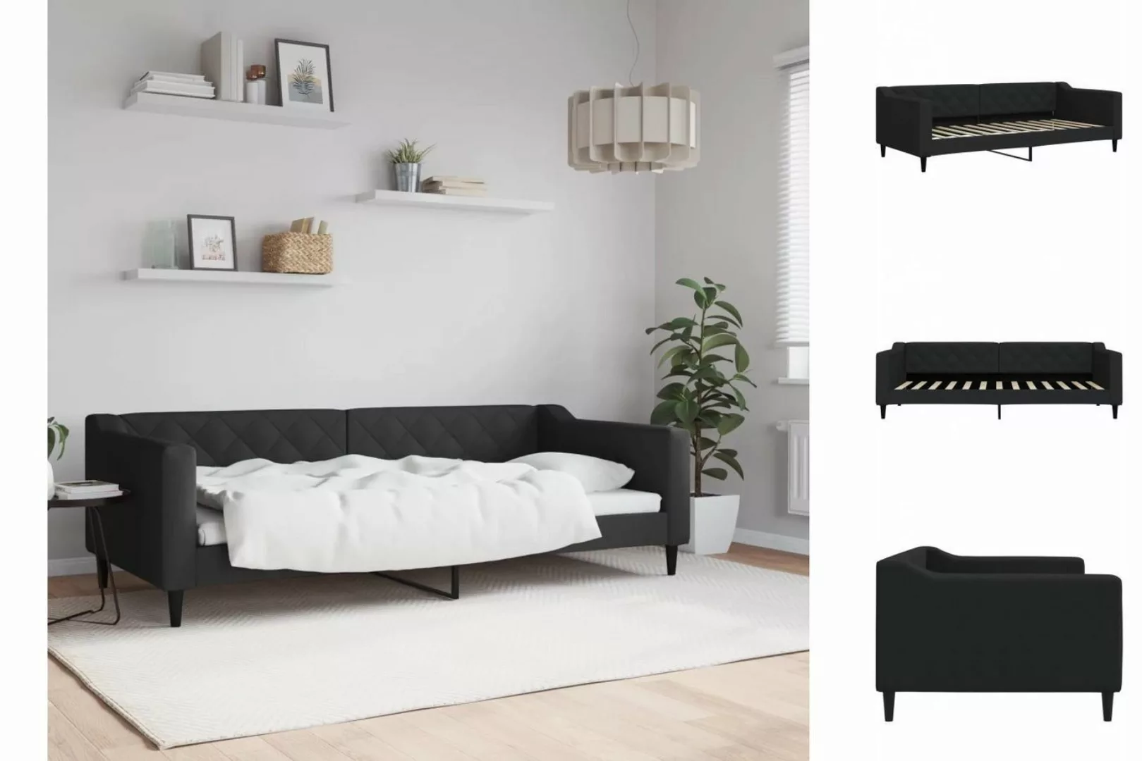 vidaXL Gästebett Gästebett Tagesbett Schwarz 90x200 cm Stoff Bett Bettgeste günstig online kaufen